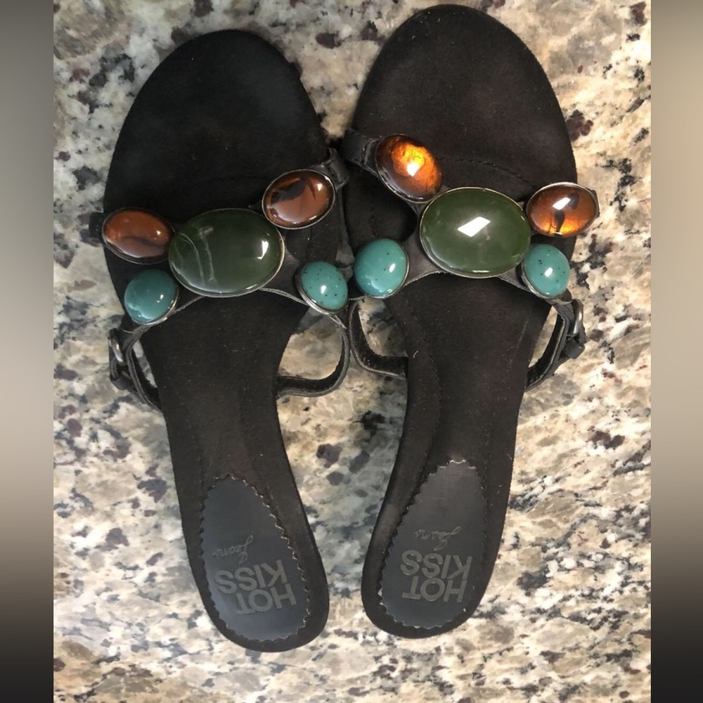 Ladies Stone Trimmed Sandals
